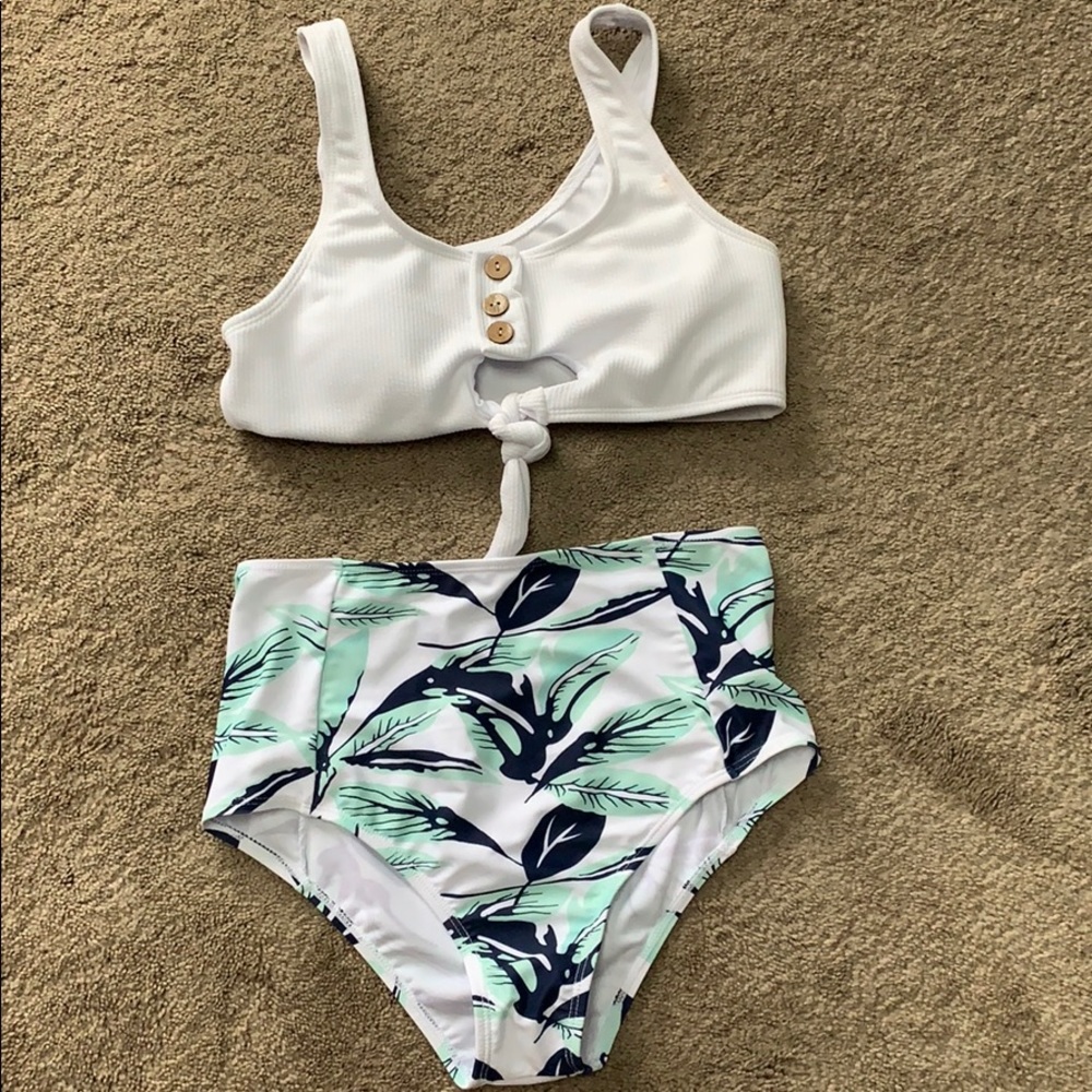 Shein 2 pc high waist button top bikini small